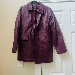 Women's Medium Deep Purple Leather Trench Coat